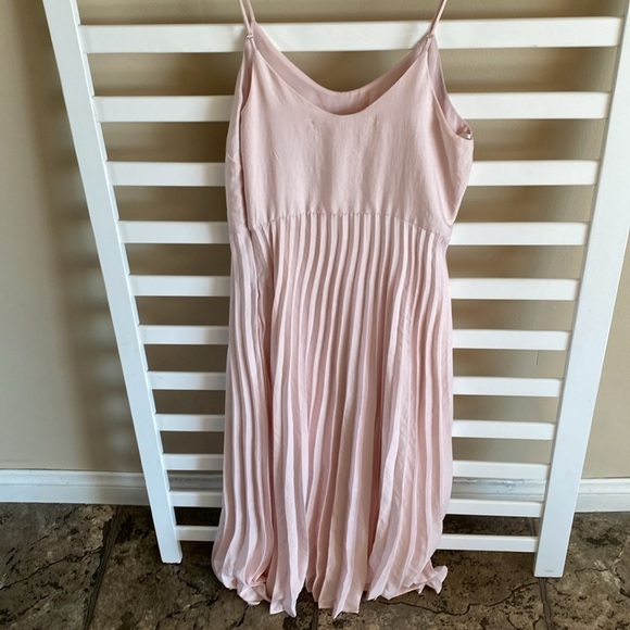 Rachel Roy Soft Pink Satin Accordion-Pleated Cami Midi Dress Size XS - Picture 7 of 16